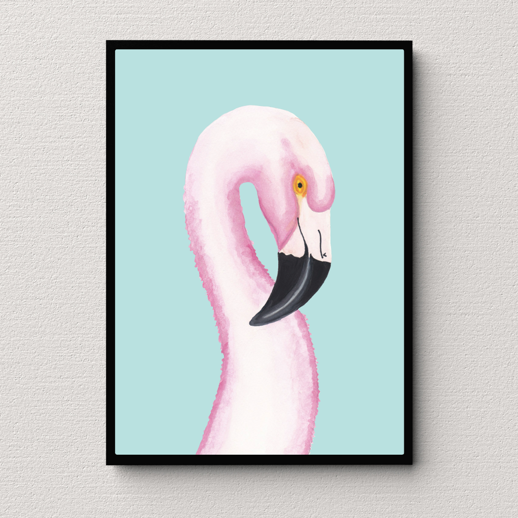 Poster fenicottero su sfondo turchese