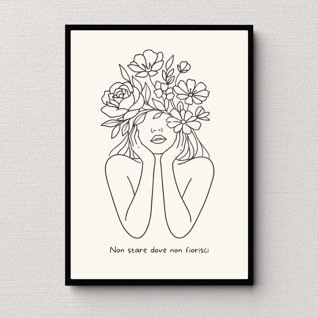 Poster donna e fiori stile 1