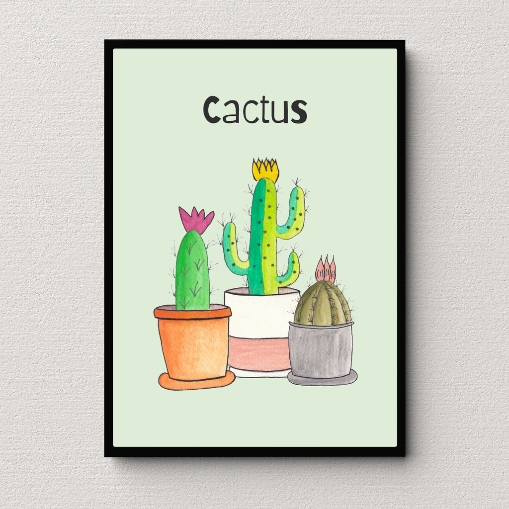 Poster cactus su sfondo verde salvia