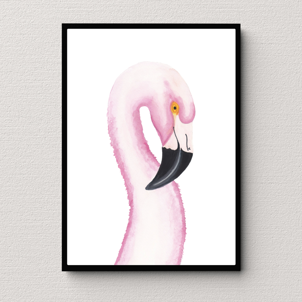 Poster fenicottero su sfondo bianco