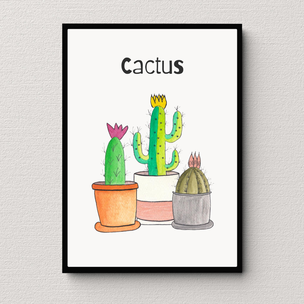 Poster cactus su sfondo bianco