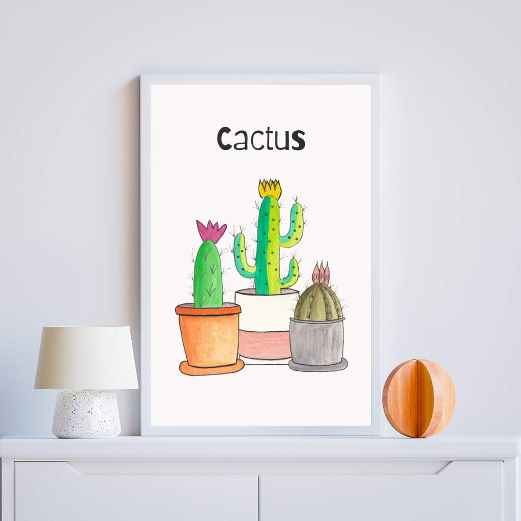 Poster cactus su sfondo bianco