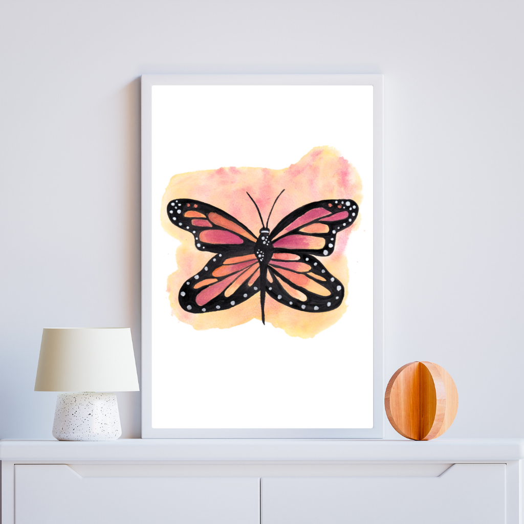 Poster farfalla su sfondo bianco